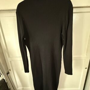 H&M Black Long Sleeve Ribbed Dress